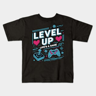 Level Up: Life's a Game Retro Arcade Gaming Kids T-Shirt